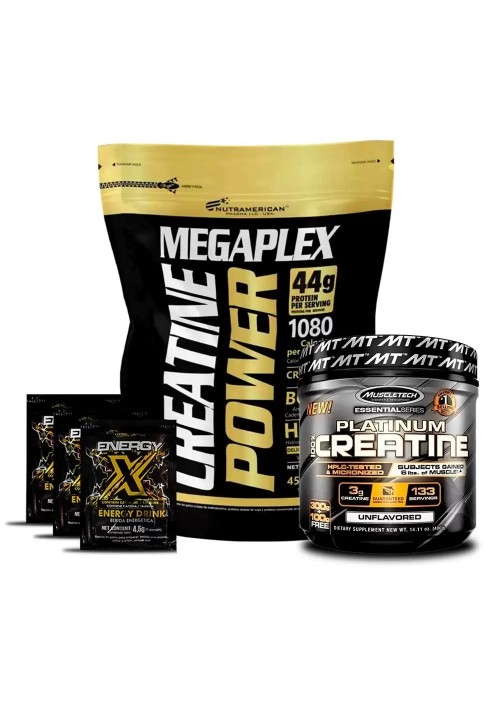 Combo: Creatine Power + Platinum 100% Creatine + Energy X